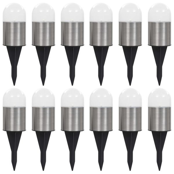 vidaXL p&auml;ikesepatareidega maapinnavalgustid, 12 tk LED-tuled, valge