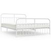 vidaXL metallist voodiraam peatsi ja jalutsiga, valge, 183x213 cm