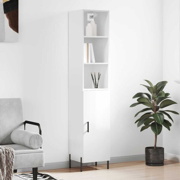 vidaXL k&otilde;rge kapp, k&otilde;rgl&auml;ikega valge, 34,5x34x180 cm, tehispuit