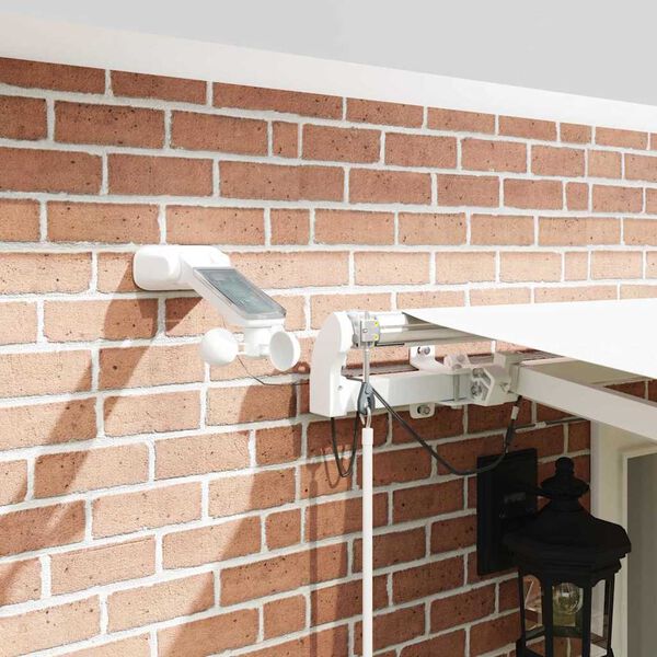 vidaXL K&auml;igukohandatav varikatus LED -ribatuledega Valge 500 &times; 350 cm