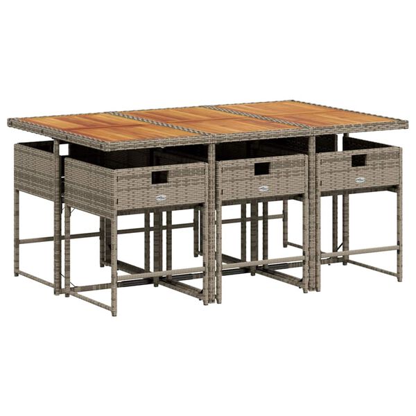 vidaXL 7-osaline aiam&ouml;&ouml;bli komplekt patjadega, hall, pol&uuml;rotang