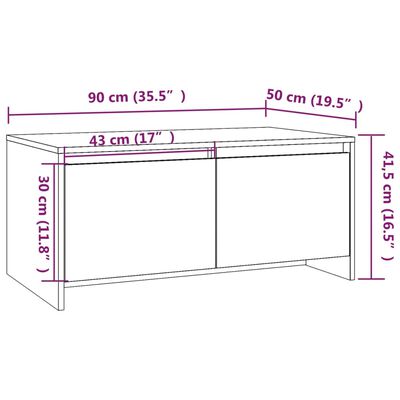 vidaXL kohvilaud, must, 90 x 50 x 41,5 cm, puitlaastplaat
