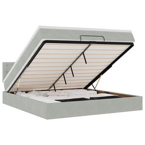 vidaXL ottomani voodi madratsiga ja LED, helehall, 180x200cm, samet