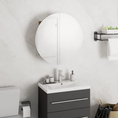 vidaXL vannitoakapp ümmarguse peegli ja LEDiga, tamm, 40x40x17,5 cm