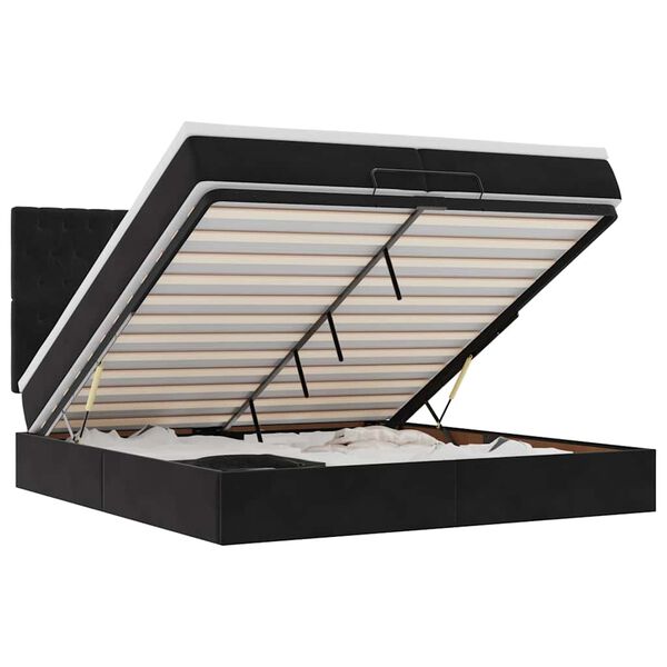 vidaXL Ottomani voodiraam madratsitega, must, 200x200 cm, samet