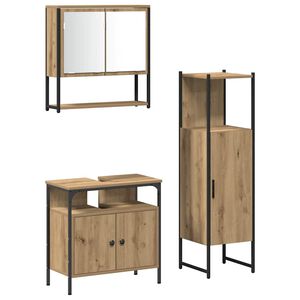 vidaXL Vannitoa m&ouml;&ouml;bleset riiuliga ladustamisega 3 pcs Pruun Tehispuit
