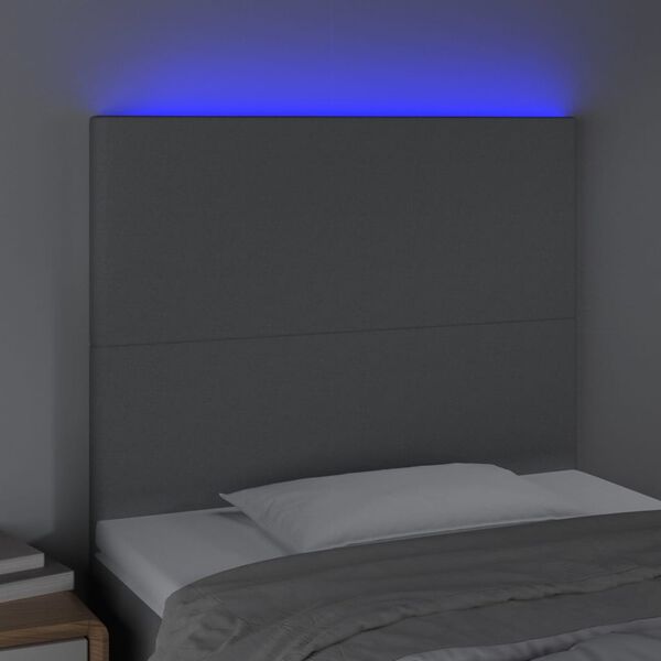 vidaXL LED-voodipeats, helehall, 100x5x118/128 cm, kangas
