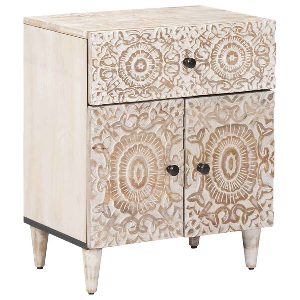 vidaXL Voodikapp sahtliga Valge 50 x 33 x 60 cm Tugev mango puu