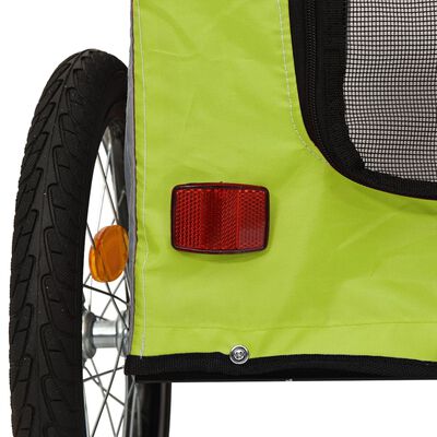 vidaXL jalgratta järelkäru koerale, roheline ja hall, kangas/raud