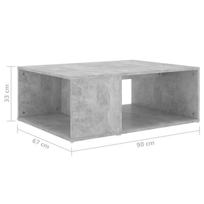 vidaXL kohvilaud, betoonhall, 90 x 67 x 33 cm, puitlaastplaat