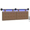 vidaXL Rippuv voodipeats LED-valgustusega Cappuccino Kunstnahk