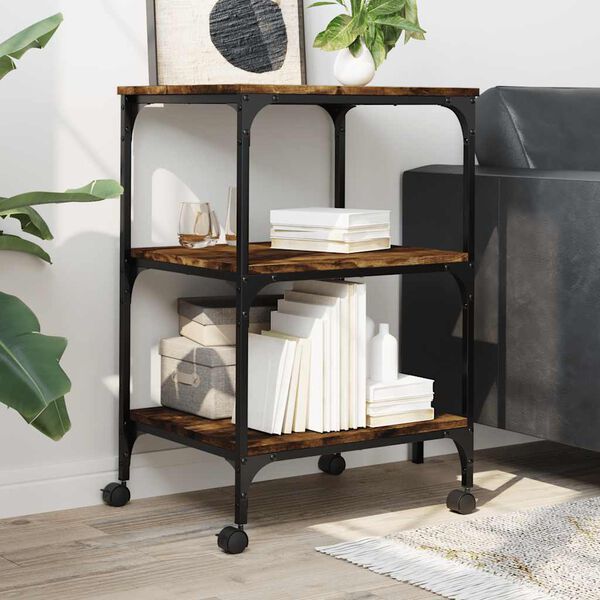 vidaXL printerialus, 3 tasandit, suitsutamm, 50x41x75 cm, tehispuit