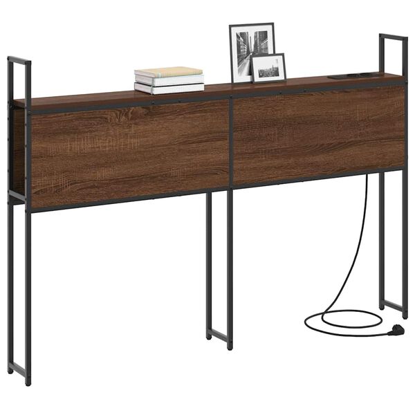 vidaXL S&auml;ilitusega peatoed laadimisjaamaga Pruun tamm 138 x 15 x 98 cm