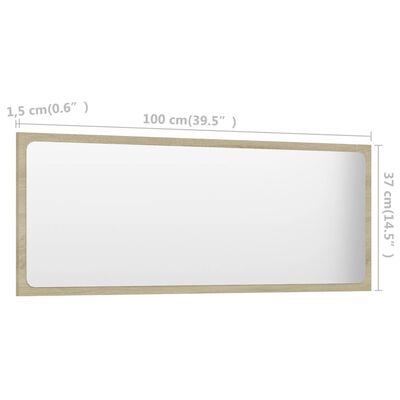 vidaXL vannitoa peegel, Sonoma tamm 100 x 1,5 x 37 cm puitlaastplaat