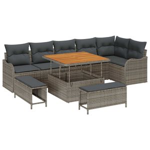 vidaXL Aia Diivanikomplekt padjaga 9 pcs Hall pol&uuml;rotang