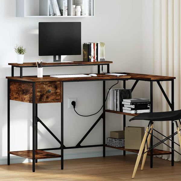 vidaXL Laud sahtliga Suitsetatud tamm 120 x 79 x 86,5 cm Tehispuit