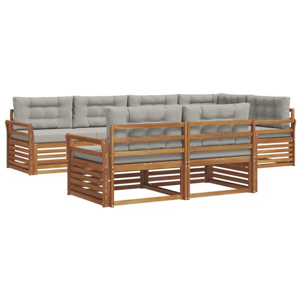 vidaXL V&auml;li diivanikomplekt padjaga 7 pcs Looduslik ja Hele Hall