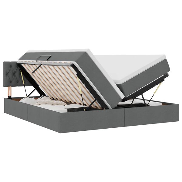 vidaXL Voodi LED -ribatuledega peaga Tumehall 180 x 200 cm kangas