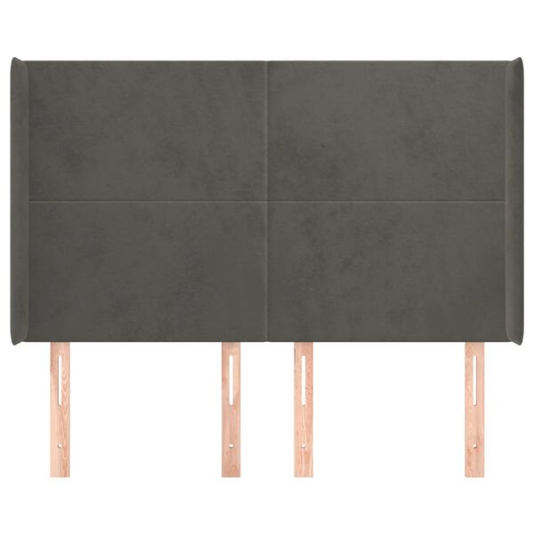 vidaXL voodipeats servadega, tumehall, 147x16x118/128 cm, samet