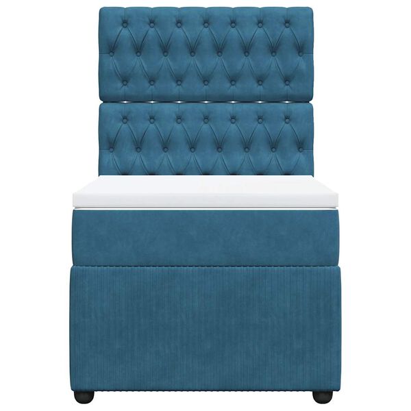 vidaXL kontinentaalvoodi madratsiga, tumesinine, 100x200 cm, samet