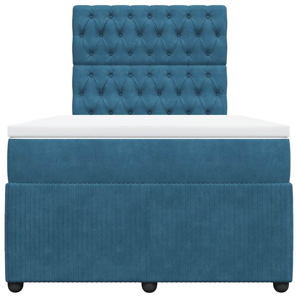 vidaXL kontinentaalvoodi madratsiga, tumesinine, 120x200 cm, samet