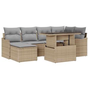 vidaXL Aia Diivanikomplekt padjaga 7 pcs Beež Pol&uuml;rooster