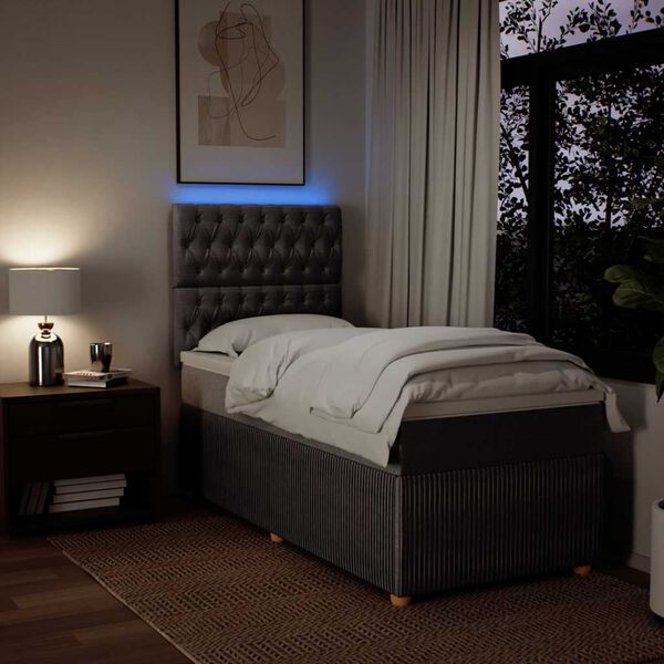 vidaXL kontinentaalvoodi madratsiga, pruunikashall, 100x200 cm, kangas