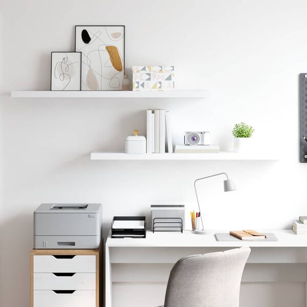 vidaXL seinariiulid, 2 tk, valge, 120x23,5x3,8 cm MDF