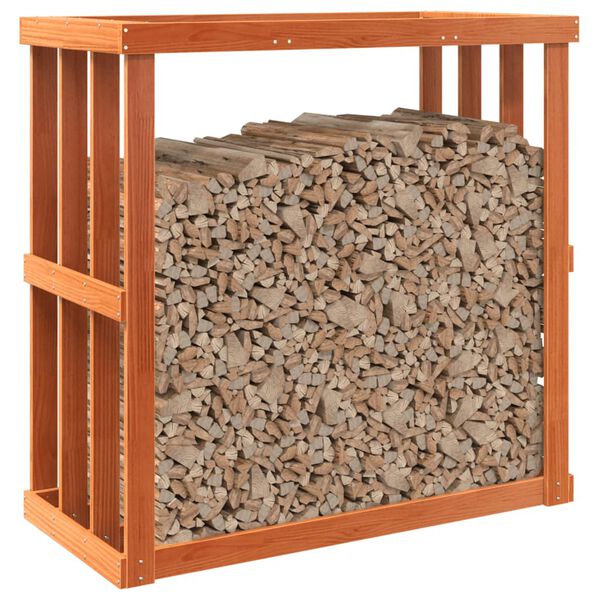 vidaXL õue küttepuude alus, meepruun, 108 x 52 x 106 cm, männipuit