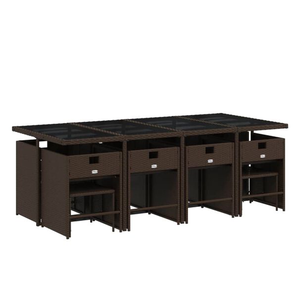 vidaXL 13-osaline aia s&ouml;&ouml;gim&ouml;&ouml;bli komplekt patjadega, pruun, PE-rotang