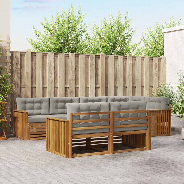 vidaXL V&auml;li diivanikomplekt padjaga 7 pcs Looduslik ja Hele Hall