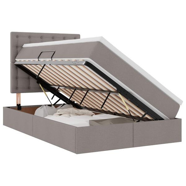 vidaXL LED-valgusega hoiuvoodi Pruunikashall 120 x 200 cm Pol&uuml;ester