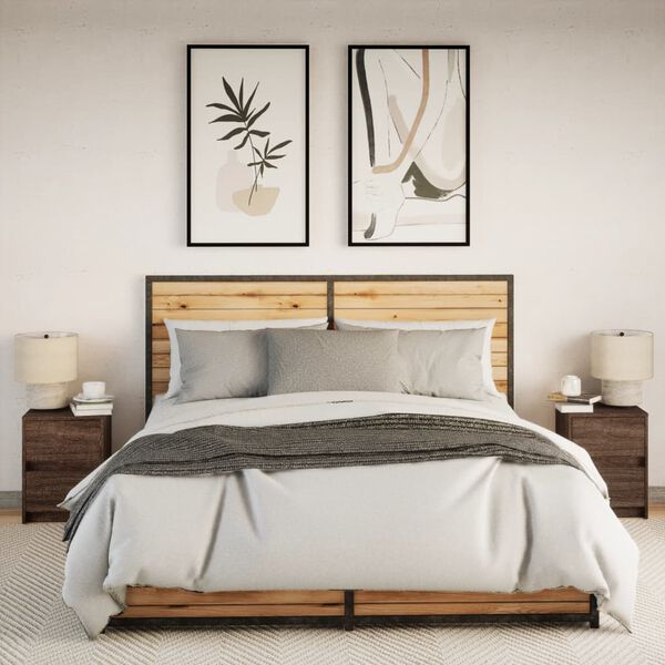 vidaXL öökapid LED-valgustusega 2 tk, pruun tamm, tehispuit