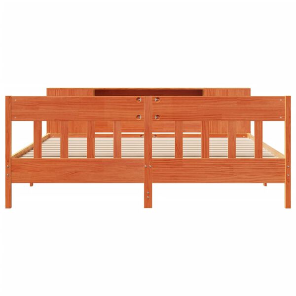 vidaXL riiuliga voodi ilma madratsita, vahapruun, 200x200cm, m&auml;nnipuit