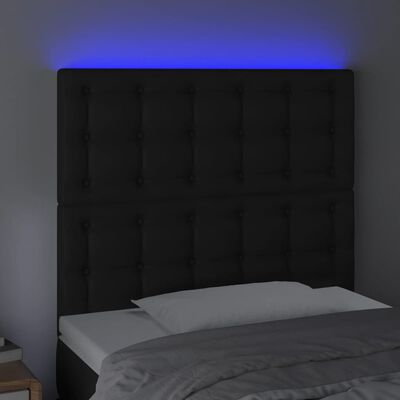 vidaXL LED-voodipeats, must, 80x5x118/128 cm, kunstnahk