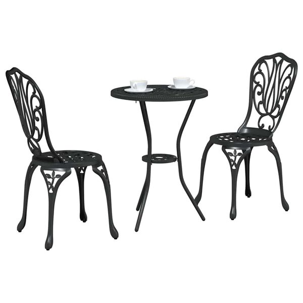 vidaXL Aia Bistroo Komplekt 3 pcs Must Alumiinium