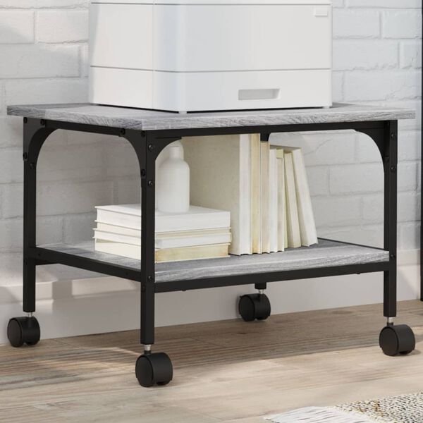 vidaXL printerialus, 2 tasandit, hall Sonoma, 50x40x38 cm, tehispuit