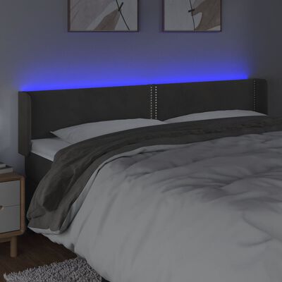 vidaXL LED-voodipeats, tumehall, 163x16x78/88 cm, samet