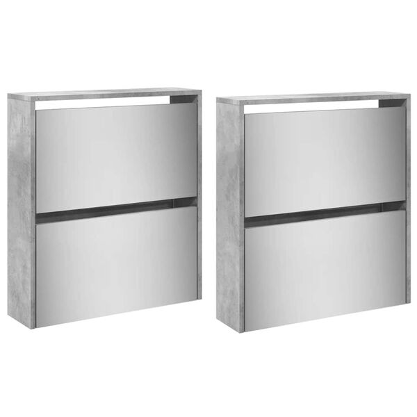 vidaXL 4 sahtliga kingakapp peegliga, betoonhall, 63 x 17 x 134 cm