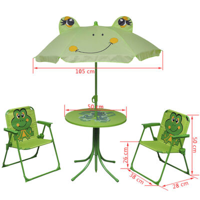 vidaXL 3-osaline laste aiamööblikomplekt päevavarjuga, roheline