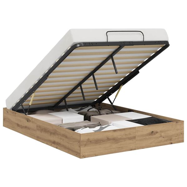 vidaXL Ottomani voodiraam K&auml;sit&ouml;&ouml; Tamm 150 x 200 cm T&ouml;&ouml;deldud puit