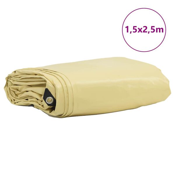 vidaXL Tarpaulin 650g / m² Beež 1,5 x 2,5 m Lõuend PVC kattega