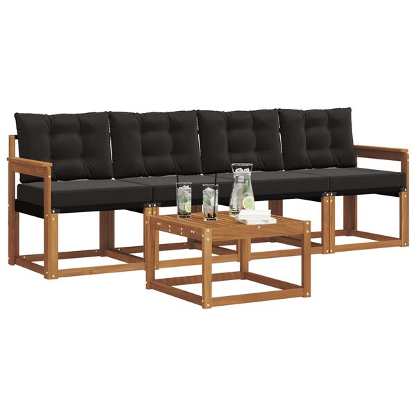 vidaXL V&auml;li diivanikomplekt padjaga 5 pcs Looduslik ja must