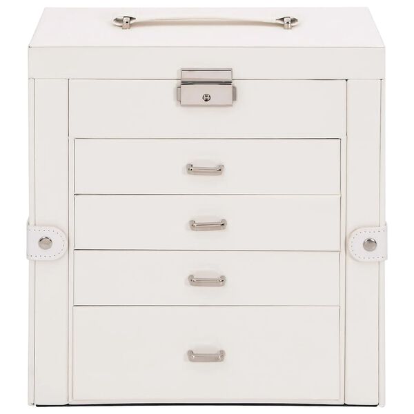 vidaXL ehtekarp 5-kihiline peegliga lukustatav valge