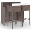 vidaXL 3-osaline aiabaari komplekt patjadega, pol&uuml;rotang, pruun