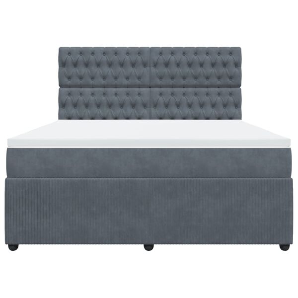 vidaXL kontinentaalvoodi madratsiga, tumehall, 180x200 cm, samet