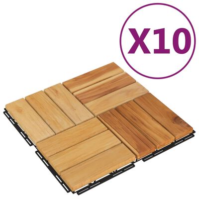 vidaXL terrassiplaadid 10 tk, 30 x 30 cm, tiikpuu