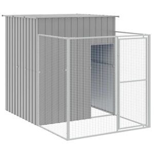 vidaXL koerakuut aedikuga, helehall, 165x251x181 cm, teras