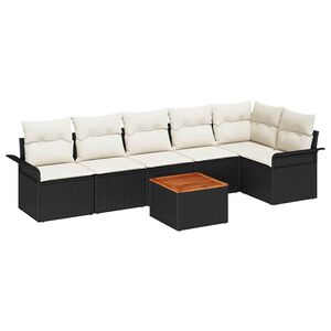 vidaXL Aia Diivanikomplekt padjaga 7 pcs Must pol&uuml;rotang