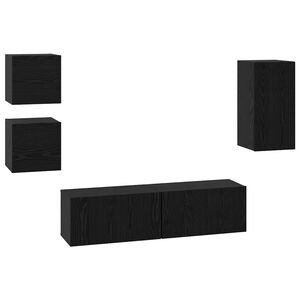 vidaXL Telerikapi komplekt 5 pcs Must tamm Tehispuit